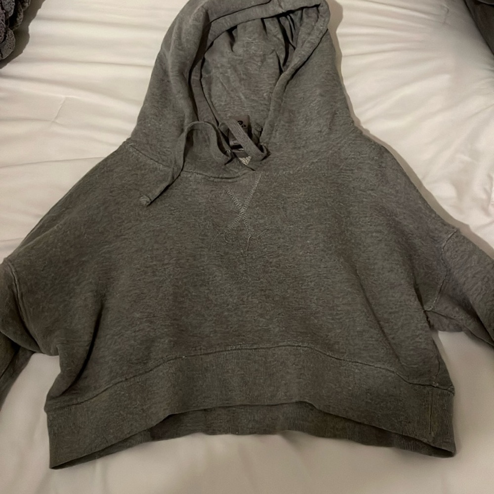 Gray hooded cropped sweater